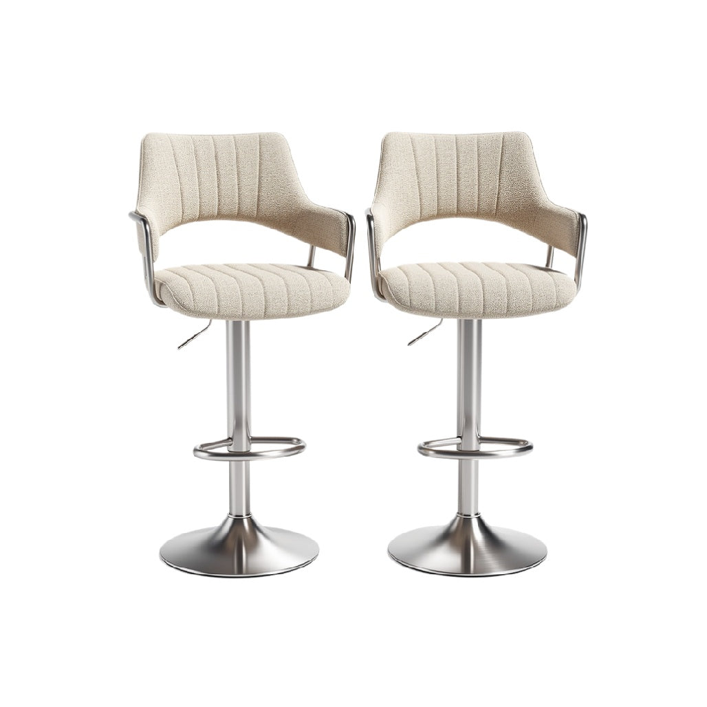 Modern Adjustable Bar Stools with Soft Fabric Upholstery and Sleek Metal Base