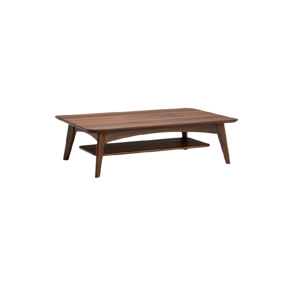 Modern Walnut Coffee Table with Lower Shelf