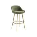 Modern Green Upholstered Bar Stool with Gold Legs